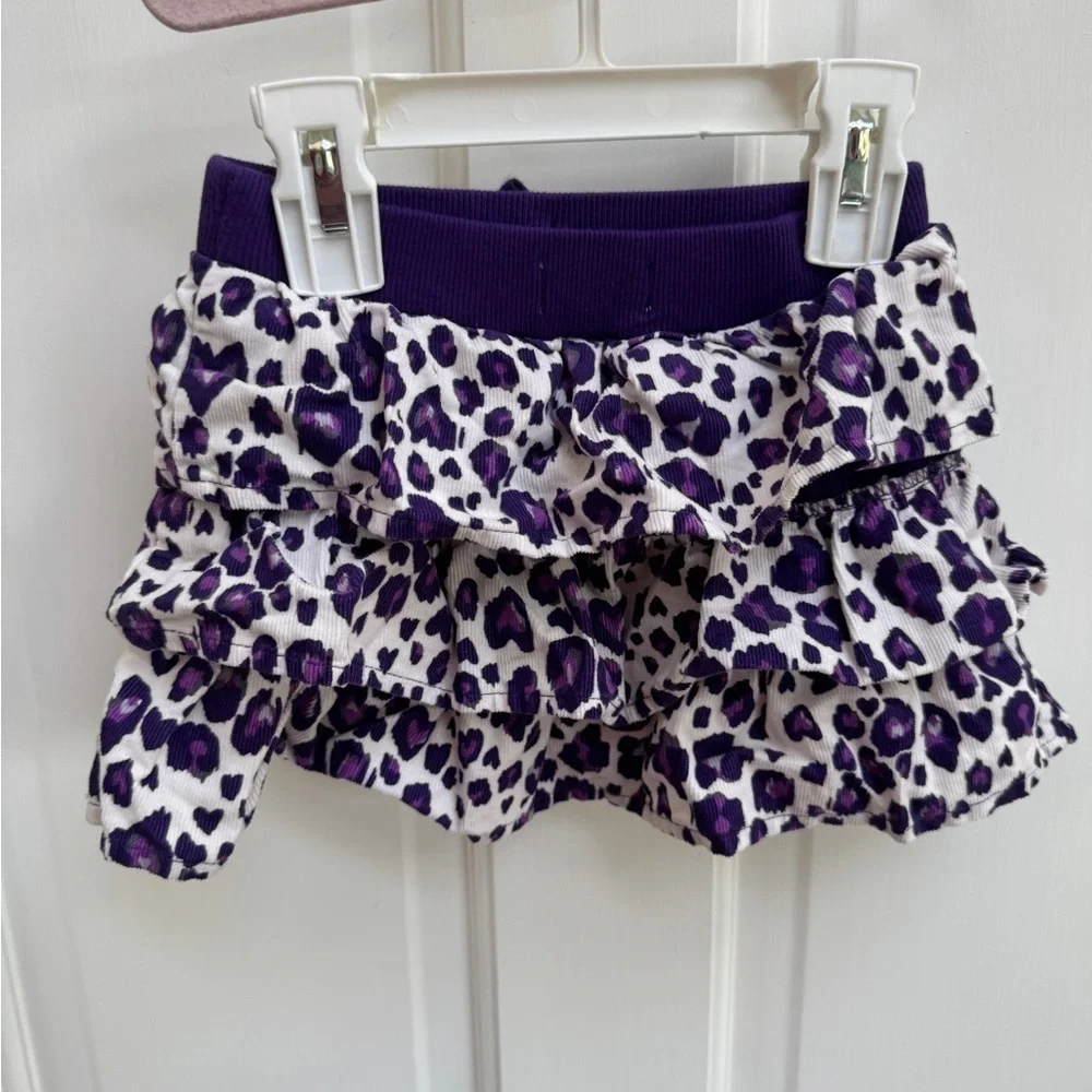 NWOT The Children’s Place 2T Girls Purpel & White Leopard Print Ruffle Skirt